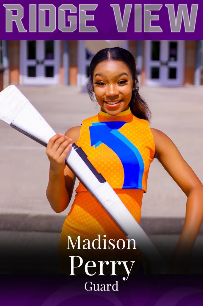 Madison Perry Ride View senior band poster holding white rifle